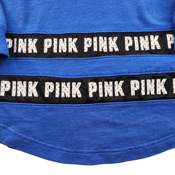 Victorias Secret Pink Sweater Womens Small Blue Black Striped Jersey Oversized - Picture 6 of 14